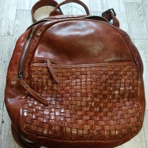 Vilenca Holland Anthropologie genuine leather woven backpack